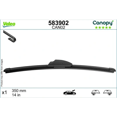 Abbildung von Scheibenwischer Valeo Canopy 583902 350mm Flachbalkenwischblatt, Wischgummi aus &gt;80 % nachhaltigen Materialien TOYOTA: Yaris II Schrägheck