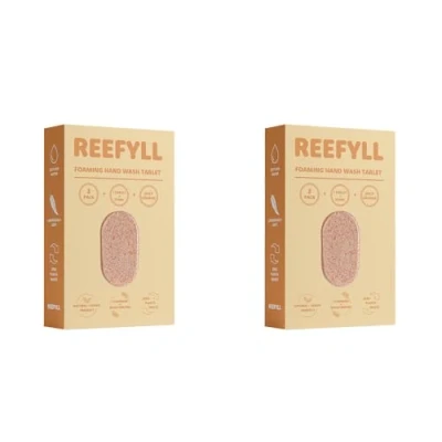 Abbildung von Reefyll Schaumseife Nachfülltabletten, auflösbare plastikfreie Handwasch Kapseln, füge einfach Wasser hinzu, um sie in samtigen Schaum zu verwandeln, saftiger Orangenduft, 3 Tabletten Duo Pack