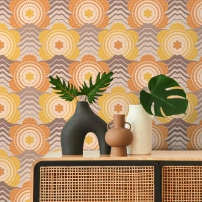 Abbildung von A.S. Création Vliestapete &quot;Retro Chic florale Tapete Mustertapete Retro Blumen&quot;, matt, Vintage für Schlafzimmer Küche Wohnzimmer Floral Design