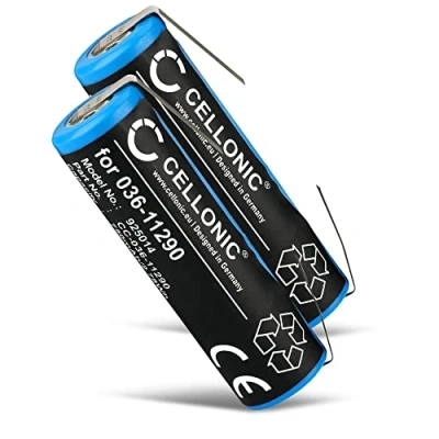 Abbildung von CELLONIC 2X Ersatz Akku 036 11290 kompatibel mit Philips HQ7360, HQ8250, HQ9070, HQ9190, HX6511, HX6711, HX6730, HX6732 / AT830, 1250X, 8249XL (Ø14mm) Ersatzakku 750mAh Batterie