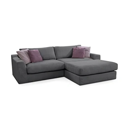 Abbildung von CAVADORE Ecksofa Fiona / Mega L Sofa in Cord mit tiefen Sitzflächen und weicher Polsterung Cordsofa 277 x 90 199 Cordstoff Grau