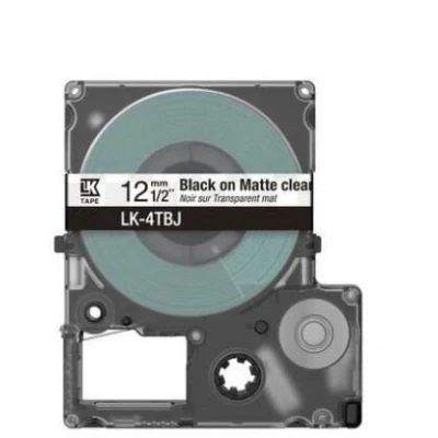 Abbildung von Epson LabelWorks LK 4TBJ Schwarz auf Matt Transparent Rolle (1,2 cm x 8 m)