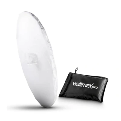 Abbildung von Walimex pro Reflexschirmdiffusor 180cm Weiß Softbox Effekt, Ideal für Porträt , Produkt und Still Life Fotografie, Geringes Packmaß, Inkl. Transporttasche