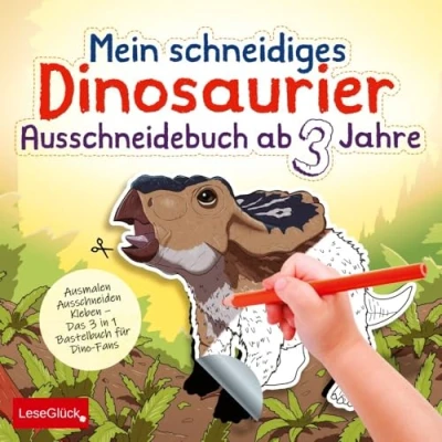 Abbildung von Mein schneidiges Dinosaurier Ausschneidebuch ab 3 Jahre: Ausmalen Ausschneiden Kleben ¿ Das in 1 Bastelbuch für Dino Fans
