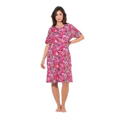 Abbildung von Ulla Popken 2 PACK OF Sleep Floral Nachthemd, Damen, Größe: 50/52, Aubergine