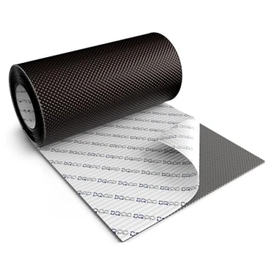 Abbildung von DQ PP WANDANSCHLUSSBAND Länge 5m Breite 300mm Dunkelbraun RAL 8019 hochwertiges Aluminium und Butyl Selbstklebend Dach Kaminanschlussband 3D Struktur Dachabdeckung Aluminiumband
