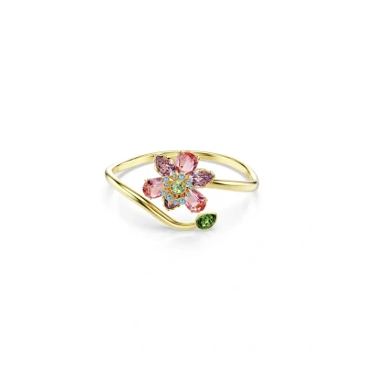 Abbildung von Swarovski Idyllia Armreif, Verschiedene Schliffe, Blume, Mehrfarbig, Goldlegierungsschicht