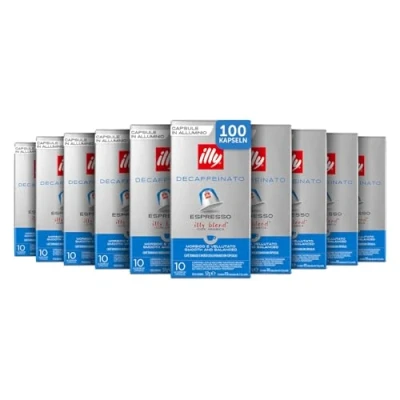 Abbildung von Illy Kaffee Röstung DECAFFEINATO in Kompatiblen Nespresso Kapseln 10 Packungen mit je (100 Kapseln)