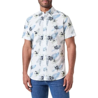 Abbildung von JACK&amp;JONES Herren JJCHILL AOP Shirt SS Hemd, Cloud Dancer, S