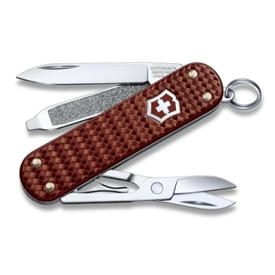 Abbildung von VICTORINOX Taschenmesser Classic Precious Alox, 5 Funktionen, Multitool mit Schere, Schraubendreher, Schlüsselanhänger, inkl. Geschenkbox, Hazel Brown