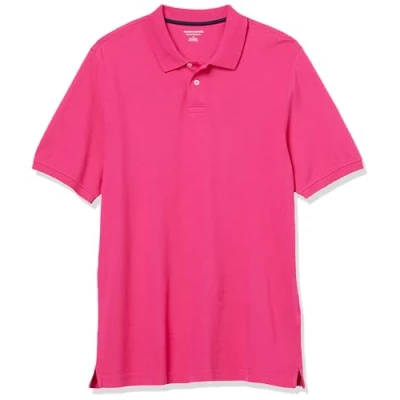Abbildung von Amazon Essentials Herren Polohemd mit normaler Passform aus Baumwollpiqué (erhältlich in Big &amp; Tall), Intensive Rosa, M
