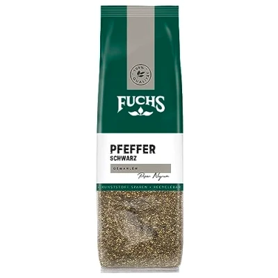 Abbildung von Fuchs Gewürze Pfeffer schwarz gemahlen im recyclebaren Nachfüllbeutel 60 g