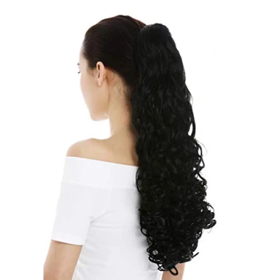 Abbildung von WIG ME UP 9563B 1 Haarteil Zopf Pferdeschwanz lang voluminös stark gelockt lockig Schwarz 60 cm