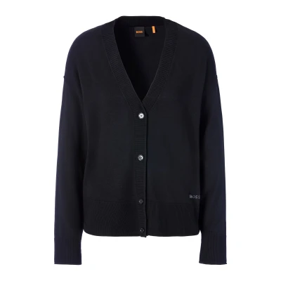 Abbildung von BOSS ORANGE Strickjacke C_Feda Premium Damenmode mit tiefem V Ausschnitt