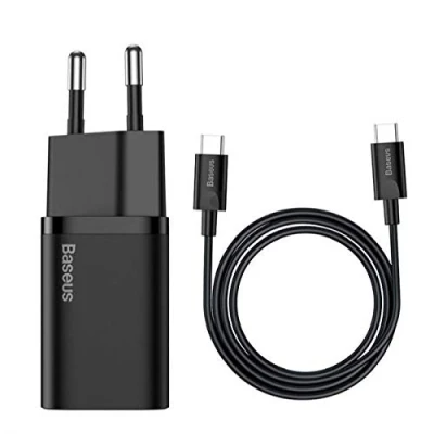 Abbildung von Baseus Super SI Power Delivery 25W USB C &amp; Kabel und Schnellladegerät Set Schwarz