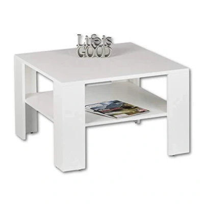 Abbildung von JOKER MINI Couchtisch in Weiß platzsparender Sofatisch mit Ablage für Ihren Wohnbereich 70 x 44 cm (B/H/T)