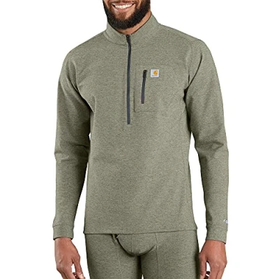 Abbildung von Carhartt Herren Base Force Heavyweight Quarter Zip Unterhemd, Deep Burnt Olive Heather, Medium