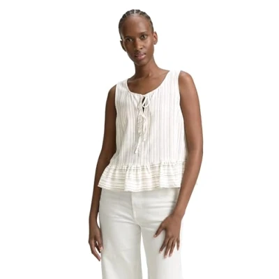 Abbildung von TOM Tailor Denim MIX WITH BOWS Top white/olive, Damen, Größe: Small, White/olive