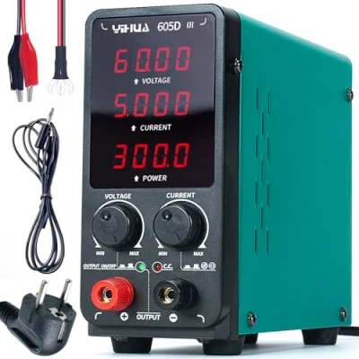 Abbildung von YIHUA 605D III DC Labor Netzteil 60 V 5A Regelbar Bench Labornetzgerät mit Krokodilklemmen, automatischer CC/CV Modus für Elektronik, Reparatur, Galvanik, Ingenieurausbildung