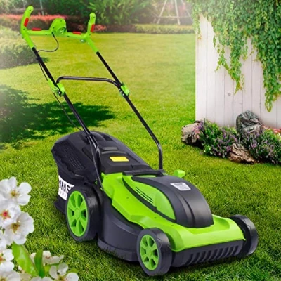 Abbildung von BRAST Elektrorasenmäher 2000 Watt, 43 cm Schnittbreite, 50L Fangkorb, ergonomischer Komfortgriff, Big Wheeler Räder