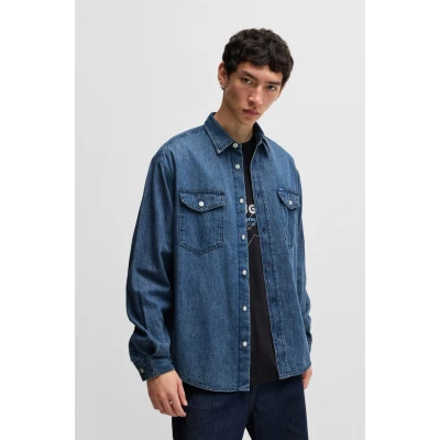 Abbildung von HUGO Ebino Hemd, Herren, Größe: Medium, Navy