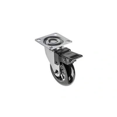 Abbildung von GTV Möbelrolle BRAZYLIA mit Feststeller Lenkrollen für Möbel Stahl/PC/PU Durchmesser 75 mm Schwenkräder 360 Grad Gesamtlast pro Rolle 64 kg schwarz