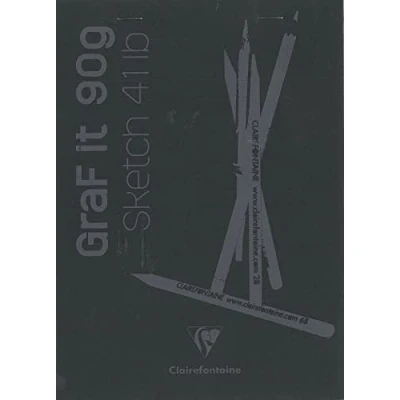 Abbildung von Clairefontaine 96842C Packung mit 10 Skizzenblöcken GRAF IT, DIN A5 14,8x21cm, kopfseitig geheftet, 80 Blatt 90g, Blanko, Schwarz, 1 Pack