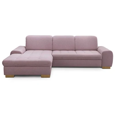 Abbildung von CAVADORE Sofaecke Lexi im Landhausstil / Sofa in L Form mit XXL Longchair links und Federkern Inkl. Kopfteilverstellung 275 x 82 99 173 Flachgewebe: Altrosa