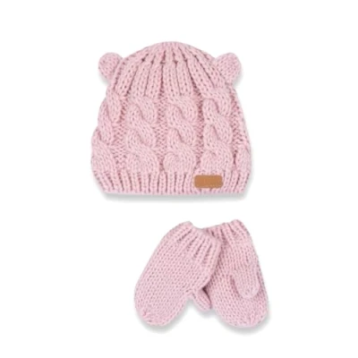 Abbildung von Chicco, Bonnet et Gants pour Enfants en Tricot de Coton, Fait Italie, Unisexe 0 24 Mois, Rose, 3 Mois