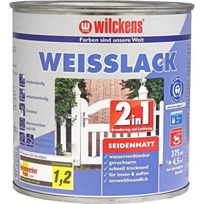 Abbildung von Wilckens 2in1 Weisslack seidenmatt, 375 ml