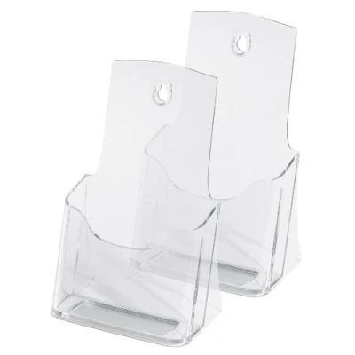 Abbildung von SIGEL LH313 Tisch Prospekthalter DIN lang A6 aus hochwertigem Acryl, 2 er Pack Prospektständer