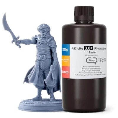 Abbildung von ELEGOO ABS Like 3.0 Plus 3D Drucker Resin Grau 1000g, Hohe Hitzebeständigkeit Harz, Niedrigere Viskosität und Schrumpfung, 405nm LCD UV Aushärtung für MSLA/LCD/DLP