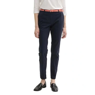 Abbildung von TOM TAILOR Damen 1016542 Slim Chino Mit Gürtel, 10668 Sky Captain Blue, 42W / 30L EU