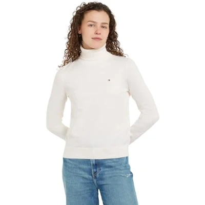 Abbildung von Tommy Hilfiger ROLL NECK Langarmshirt, Damen, Größe: XXS, Ivory petal