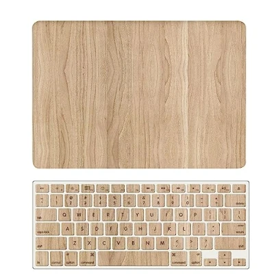 Abbildung von Hülle Kompatibel mit Neues MacBook Air 13 Zoll 2020 2019 2018 Freisetzung A1932 A2179 A2337 M1 Retina Display and Touch ID, Plastik Hartschale Snap Case &amp; Tastaturabdeckung, Holzmaserung