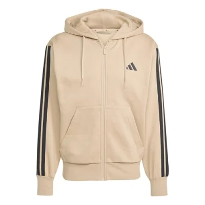 Abbildung von adidas Herren Essential Three Stripes Fleece Zipper Hoodie, warm Sandstone/Black, 4XL