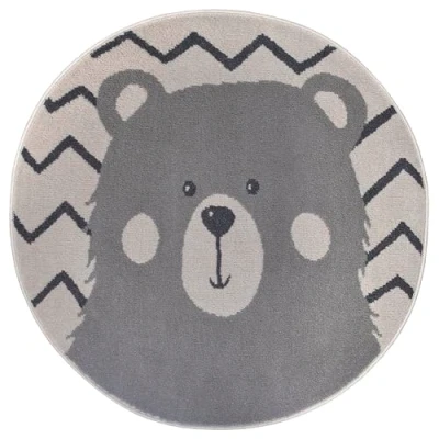 Abbildung von Hanse Home Adventures Kinderteppich Rund Bären Muster, Tier Bär Muster Teppich Junge Mädchen für Kinderzimmer, Spielzimmer, Jugendzimmer, Wohnzimmer Creme Grau, 140cm