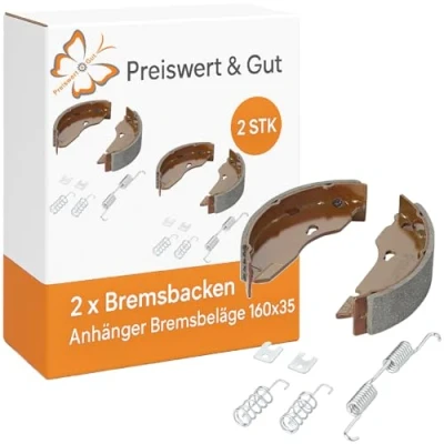 Abbildung von Preiswert &amp; Gut 2 x Bremsbacken Anhänger Bremsbeläge 160x35 kompatibel für AL KO 1635 1636 1637