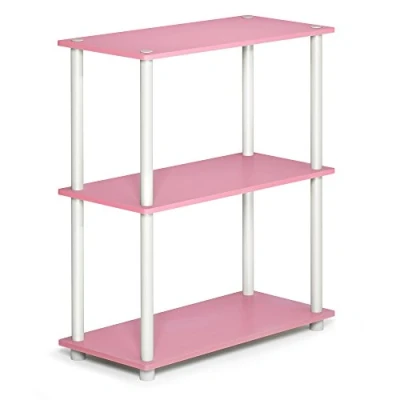 Abbildung von Furinno kompaktes Mehrzweck Regal mit 3 Ebenen, holz, Rosa/Weiß, 28.96 x 59.94 75.18 cm