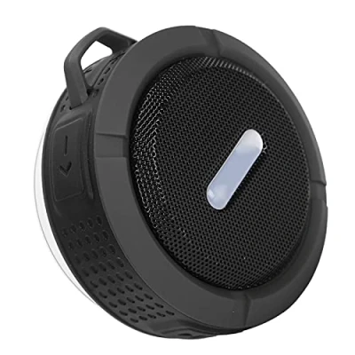 Abbildung von VBESTLIFE Bluetooth Lautsprecher, IPX4 Level Wasserdichter Tragbarer Subwoofer Lautsprecher für Outdoor Sportarten mit Saugnapf Karabiner(schwarz)