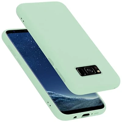 Abbildung von Cadorabo Hülle kompatibel mit Samsung Galaxy S8 Plus Handyhülle für Case aus flüssigem Silikon stoßfeste dünne TPU Schutzhülle Liquid HELL GRÜN