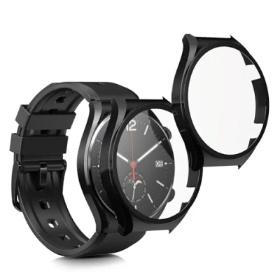Abbildung von kwmobile 2X Cover kompatibel mit Xiaomi Watch S1 Hülle Fullbody Fitnesstracker Case Set aus Glas Schwarz