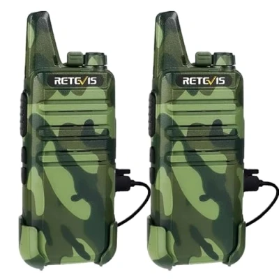 Abbildung von Retevis RT22 Walkie Talkie, Wiederaufladbares Funkgerät für Erwachsene, 16 Kanäle, VOX, Outdoor Mini Profi Talkies mit Großer Reichweite Radfahren, Camping (Camouflage, 1 Paar)