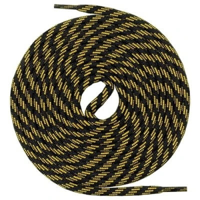 Abbildung von Mount Swiss runde Schnürsenkel für Wanderschuhe, Trekkingschuhe und Arbeitsschuhe extra reißfest ø 5 mm Farbe Schwarz Gelb m3 Länge 70cm