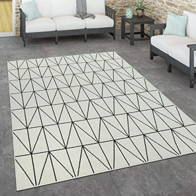 Abbildung von Paco Home In &amp; Outdoor Teppich, Terrasse u. Balkon, Wetterfest Skandinavischer Stil, Grösse:160x230 cm, Farbe:Weiß