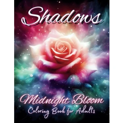 Abbildung von Shadows Midnight Bloom Coloring Book for Adults: Black Background Flowers Deep Stress Relief and Relaxation