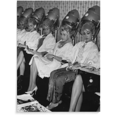 Abbildung von Rikin Liuff Retro Frauen Frisur Poster Friseursalon Foto Leinwand Wandkunst Schwarz Weiß Drucke Salon Malerei für Dekor Bild 50x70cm Kein Rahmen