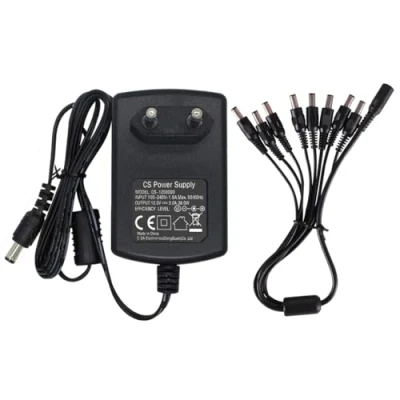 Abbildung von Security 01 AC zu DC 12V 3A Netzteil Adapter mit 8 Fach Verteilerkabel, Stecker 5,5mm x 2,1mm für CCTV Kamera DVR LED String Licht