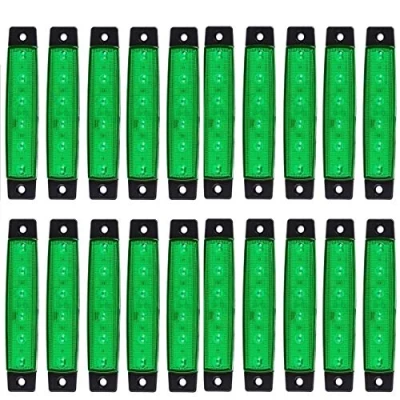 Abbildung von KYYET LED Seitenmarkierungsleuchten, 6 LEDs, 2835 SMD, für LKW, Anhänger, Wohnmobil, Pickup, Traktor, SUV, Boot, 12 V DC, stoßfest (20 Stück, grün)