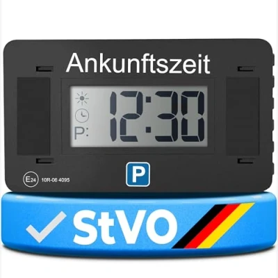 Abbildung von Parkwächter V2 elektronische Parkscheibe mit Zulassung fürs Auto automatische Digitale elektrisch nach StVO Elektrische Parkuhr Schwarz